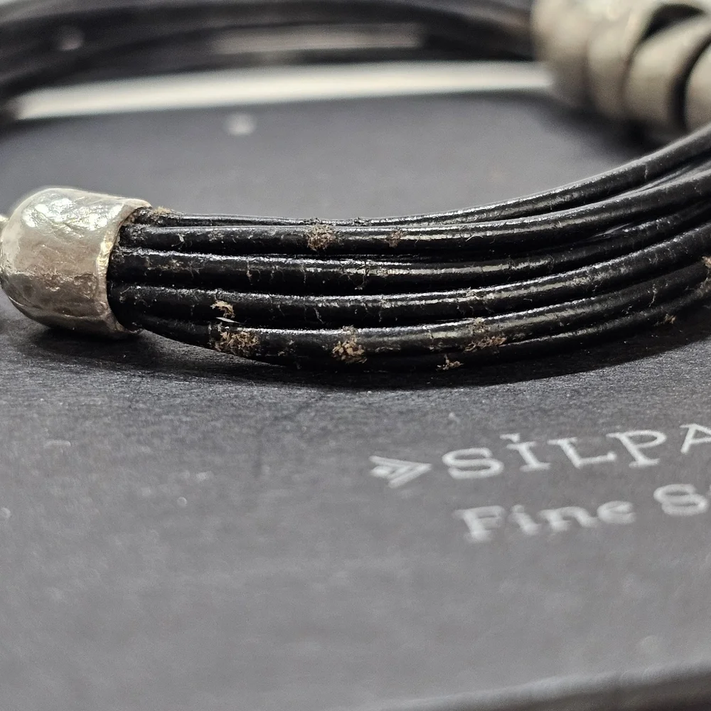 Silpada Leather and 925 Silver Bracelet Adjustable - Picture 12 of 16